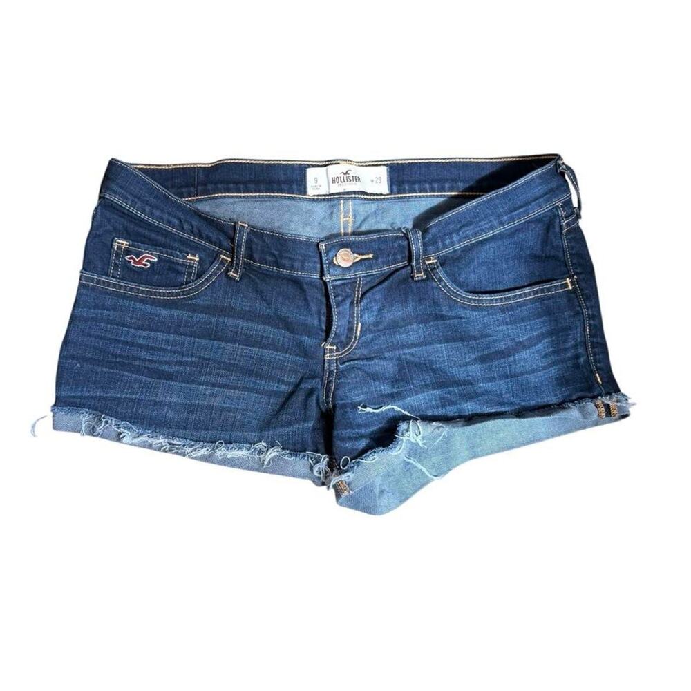 Hollister Low Rise Dark Wash Denim‎ Cut Off Shorts Size 9 W29